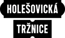 Logo Holešovické tržnice v šedém pozadí.